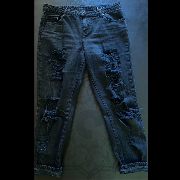 Mid Rise Distressed Boyfriend Jeans - Picture 3 of 4